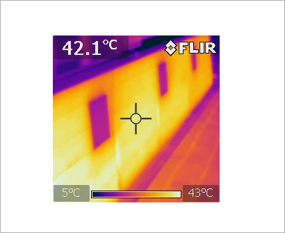 サーモグラフィによる表面温度の度合